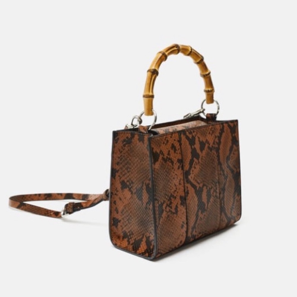 Zara Snakeskin Bamboo Handle Bag